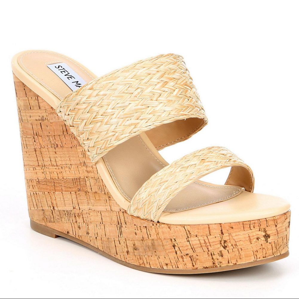 STEVE MADDEN SUNRISE RAFFIA CORK WEDGES
